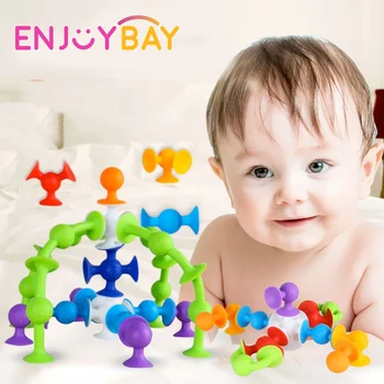 

16/30/36pcs/lot DIY Silicone Building Blocks Suckers Toy Assembled Sucker Suction Cup Children Funny Construction Toy Gifts