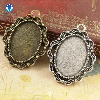 

10pcs/lot Antique silver filigree cameo cabochon base setting pendant tray 18*25mm Jewelry Blanks