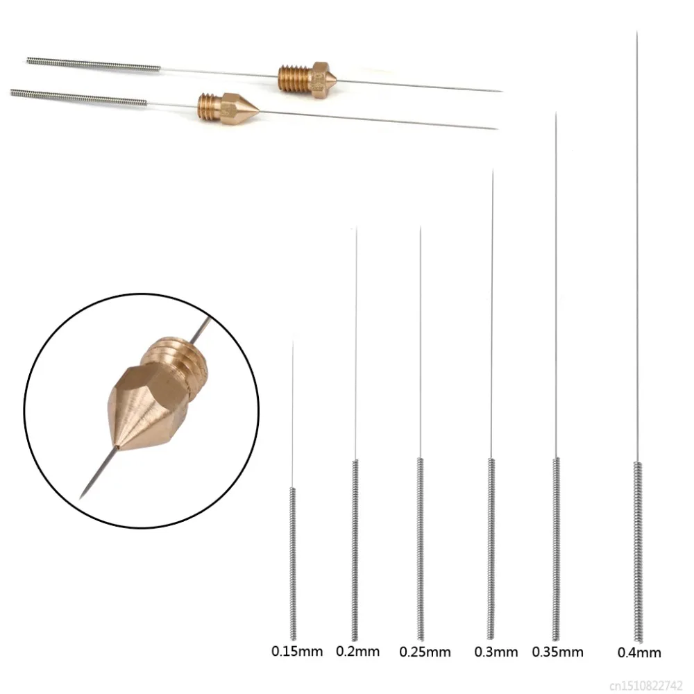 

TCAM 5Pcs 3D Printer Nozzle Bendable Cleaning Needles Stainless Steel Drill Bit 0.15mm 0.2mm 0.25mm 0.3mm 0.35mm 0.4mm
