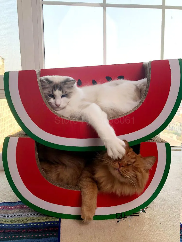 

Watermelon cat scratching board large claw device Cat toy sofa nest wear corrugated paper cat litter Cat scratch basin