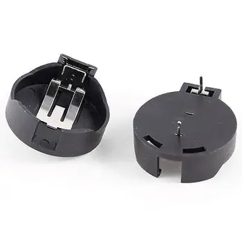 

2 Pcs CR2450 2450 Coin Cell Button Battery Socket Holder Case 2 Terminal Black