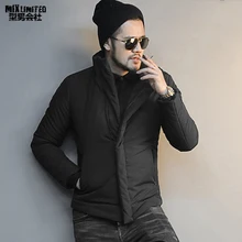 Для мужчин зимняя одежда новая мода черный на молнии Короткие хлопковые пальто Для мужчин воротник Европейский Стиль теплый утолщенный Термальность Стеганое пальто f8278