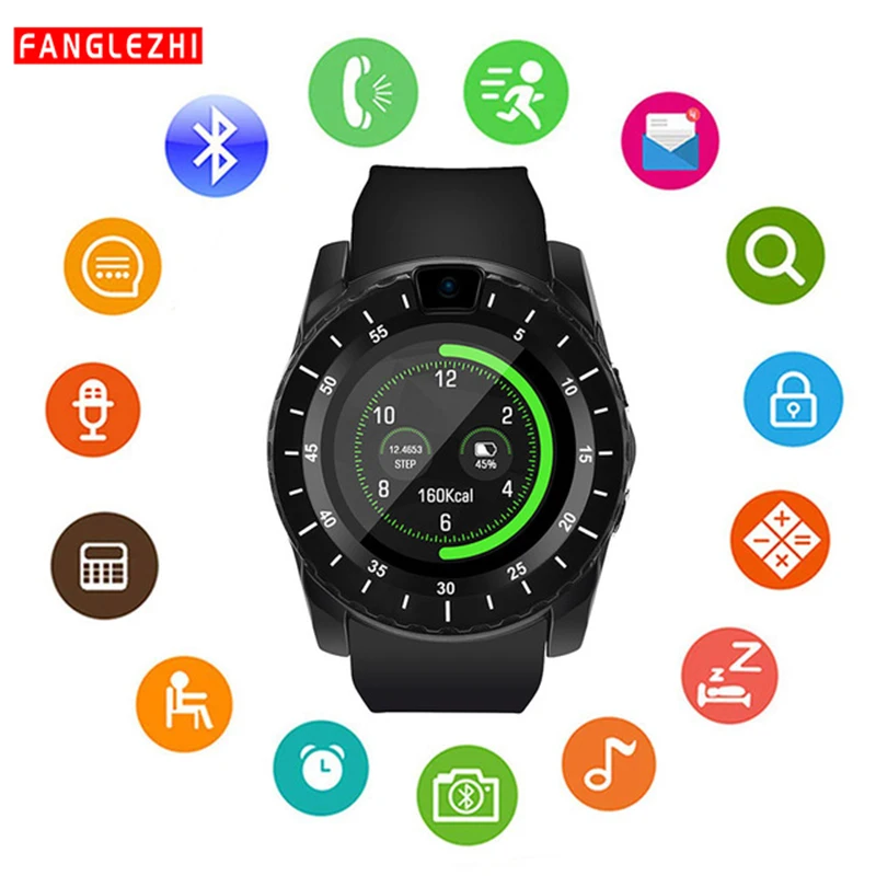 

Watch Smart Android Ios V8s Bluetooth TF SIM Card Remote Camera Waterproof Sport Women And Men Smartwatch For Samsung Huawei