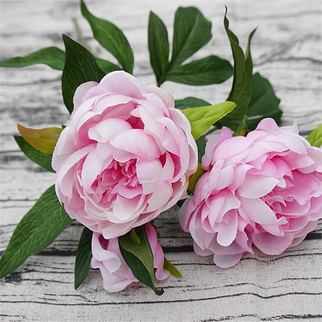 8pcs Artificial Peony Flower Bunch Fake Peonies Heads 3 Heads/piece for