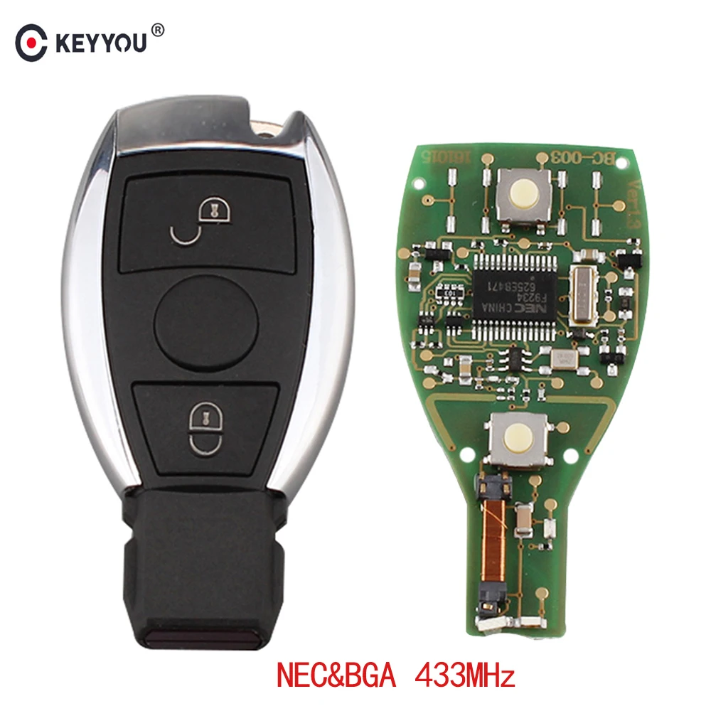 KEYYOU Remote Control Car Key Fob Case 2 button 433MHz For Mercedes BENZ 2000+ with NEC&BGA Key Shell KEYYOU Remote Control Car Key Fob Case 2 button 433MHz For Mercedes BENZ 2000+ with NEC&BGA Key Shell