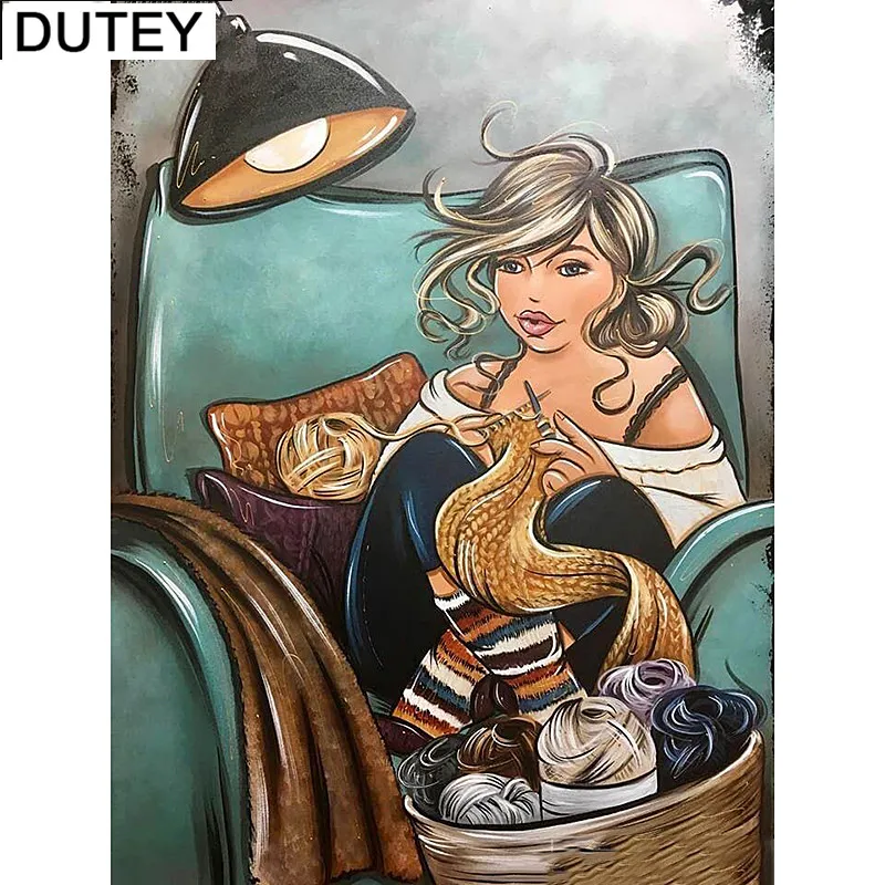 

5D Round Drill Modern Home Decoration Diy Diamond Painting Cartoon Fat Lady Needlework Full Diamond Embroidery Painting HCR