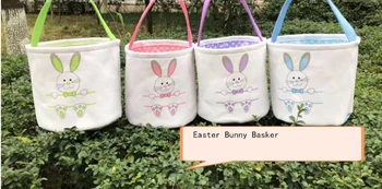 

100pcs Wholesale hot sale easter buny buckets high quality easter tote bags new product promotion easter bunny baskets SN010