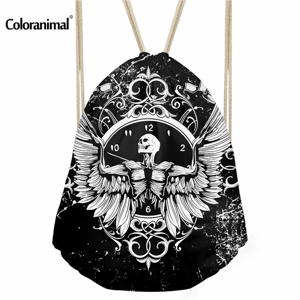 Coloranimal 3D печать панк череп Drawstring сумка женская повседневная Mochila Feminina сумка на плечо для мальчиков повседневная дорожная мягкая сумка для хранения - Цвет: CC2281Z3