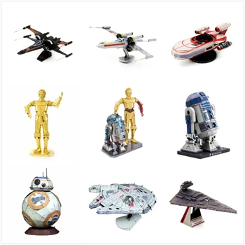 

Colorful Star Wars C-3PO & R2-D2 3D Metal Puzzles Model DIY Laser Jigsaw Cut Manual Millennium Falcon Adults Gift Toy Home Decor