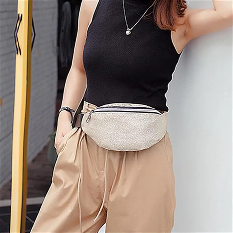 

Women Shinning Waist Bag Nerw Fashionable Zipper Chest Pack Ladies' Stylish Purse Travel Phone Key Shoulder Wallet Hot Selling