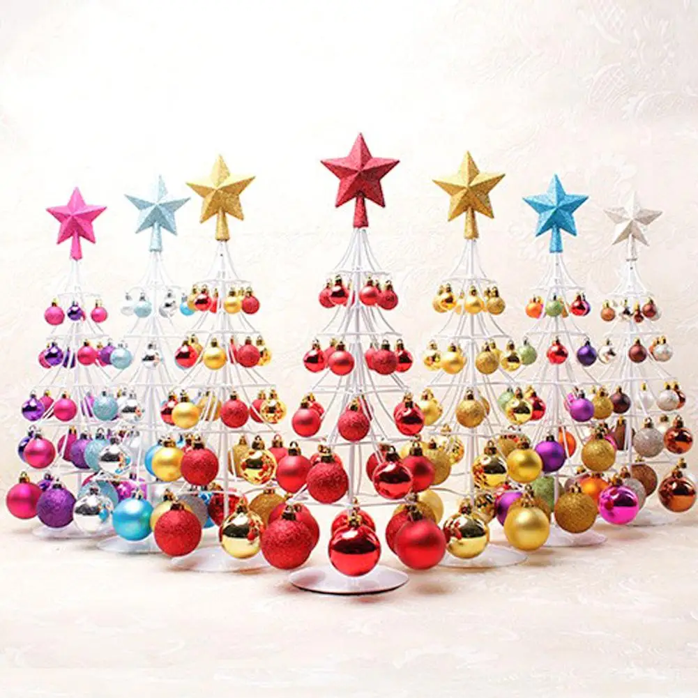 

Christmas Tree Decoration Miniature Christmas Ball Tower Tree Top Star Christmas Decorations For Home Party Gift bolas