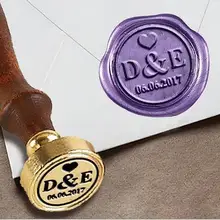 Персонализированные 2-Начальные Пользовательские Воск печать штамп " die-#3281 раз Роман шрифта duogram с сердцем и дата