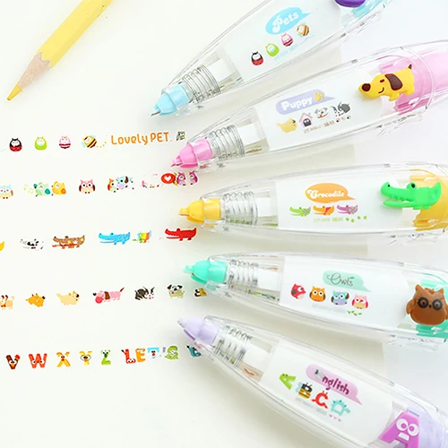 

1Pc Cute Cartoon Animal Owl Cat Heart Pattern Push Correction Tape Stationery