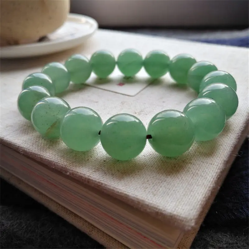 

12mm Natural Material Energy Stone Green Aventurine Bracelet Round Bead Donglin Jade Bangle Quartz Crystal Jewelry Love Gift