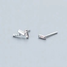 MloveAcc 925 Настоящее серебро 925 пробы ювелирные изделия модные милые миниатюрные Асимметричные CZ серьги-клипсы Подарочные для девочек леди