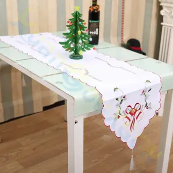 

80pcs embroidery Santa Claus Table flag Table runner Tablecloth Table cover Placemat Party Home Christmas decoration Ornaments