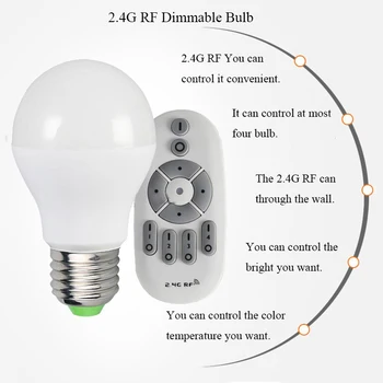 E27 6 W LED Dimbare Lamp Licht AC100V-265V 110 V 220 V Lamp met 2.4G Draadloze RF Afstandsbediening voor Slaapkamer Woonkamer