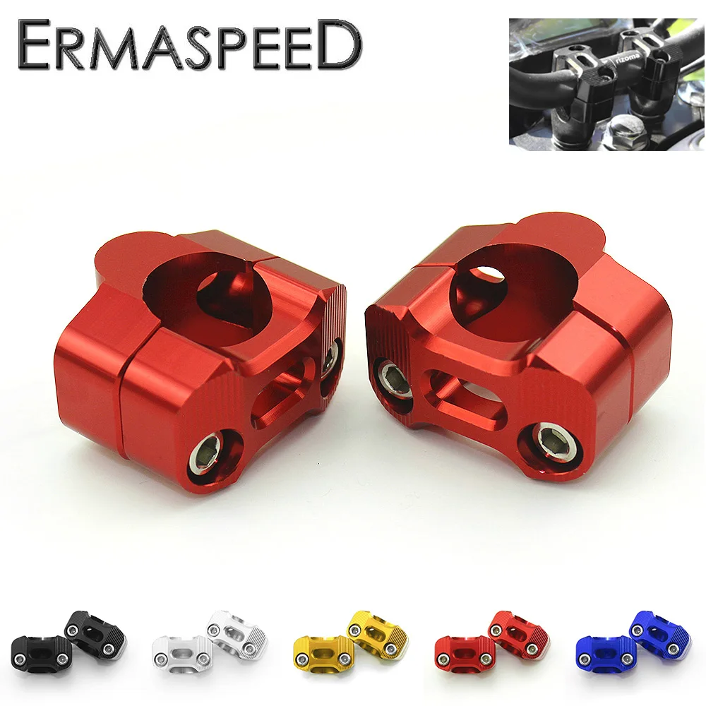 

Pair 1 1/8" CNC Aluminum Motorcycle Handlebar Risers 28mm Adjustable Fat Bar Clamps Universal for Honda Kawasaki Ducati Yamaha