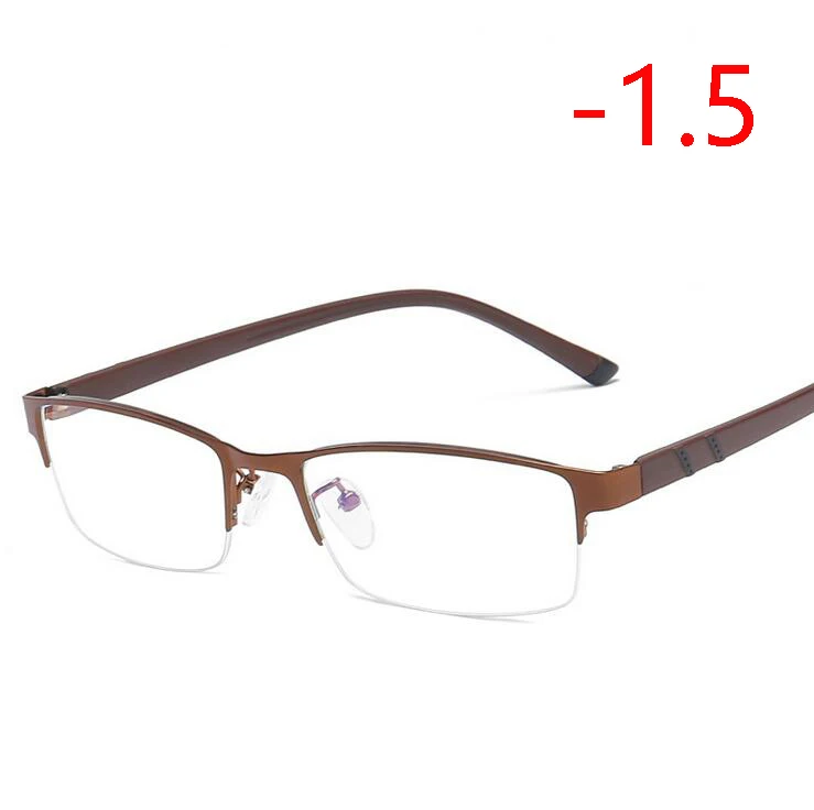 Деловые мужские квадратные очки для близорукости с градусным металлическим 1,56 асферическим объективом рецептурная оптика очки 0-0,5-1,0 To-4,0 - Цвет оправы: Myopia 150