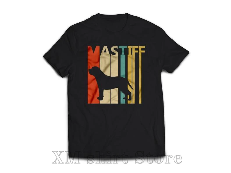 

Mastiff Shirt Vintage Retro Mastiff Dog T-shirt Men WoMen Unisex Tshirt gift #2103 100% cotton O-neck tshirts