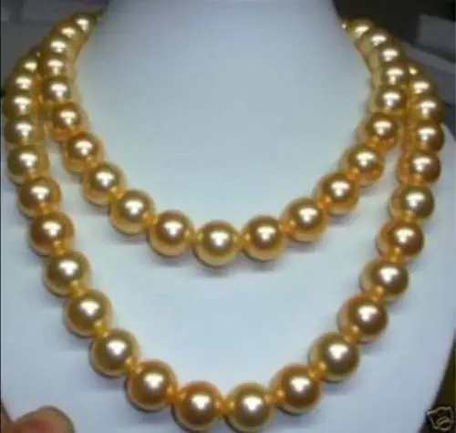

8MM SEA NATURAL GOLD Shell PEARL NECKLACE NEW