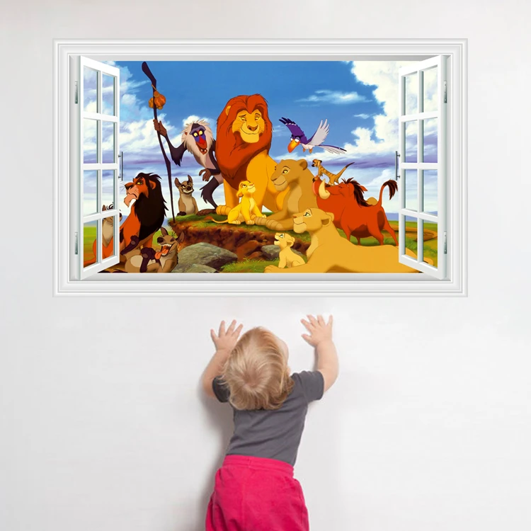 Autocollants Muraux 3d Roi Lion Sparadrap De Decoration Pour Chambre D Enfants Papier Peint D Art Mural 302 Aliexpress