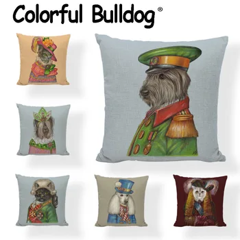 

British Style Dogs Pillows Case Schnauzer Siberian Husky Pattern Throw Cushion Covers Home Decor Yoga Chair Outdoor Linen Cotton
