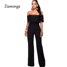 Ziamonga модный элегантный комбинезон женский комбинезон с открытыми плечами и оборками Белый Черный Боди без бретелек свободный тонкий повседневный комбинезон