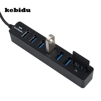 

kebidu 2 In 1 SD/TF Card Reader USB 2.0 Hub 6 Ports USB Combo Hub High Speed Splitter Multi USB For PC Laptop Computer