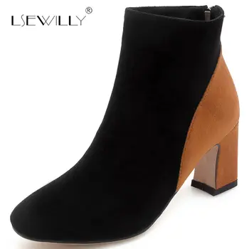 

Lsewilly 2018 wholesale dropship sizes 34-43 best quality woman ankle boots thick heel fashion OL women's shoes booties S661