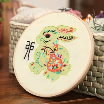 Zodiac Chinese Embroidery Kit for Beginner DIY Cross Stitch Needlework Set with Embroidery Hoop Handmade Crafts Sewing Gift 6