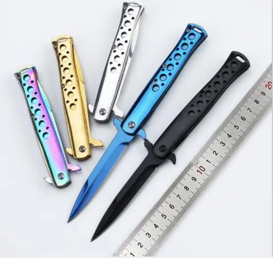 

Folding blade knife High hardness blade wood handle camping knife outdoor stainless steel knives with Nylon sleeve