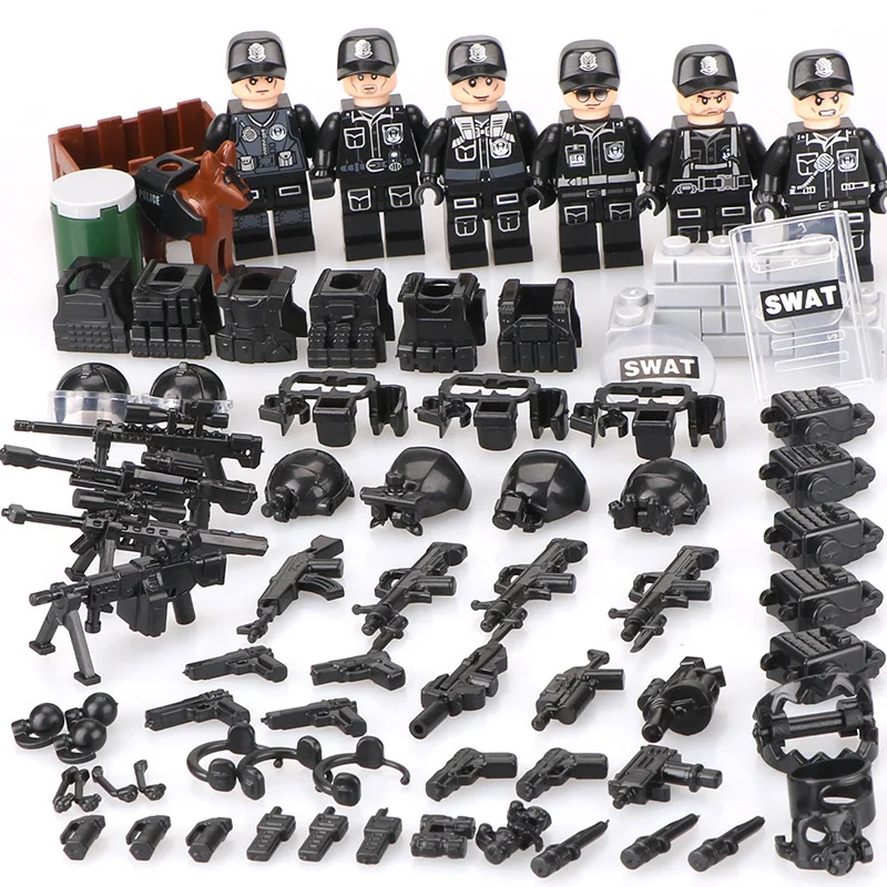 

6Pcs SWAT Military Army World War 2 Navy Seals Special Forces Team Soldier Building Blocks Brick Figure Educational Toy Gift