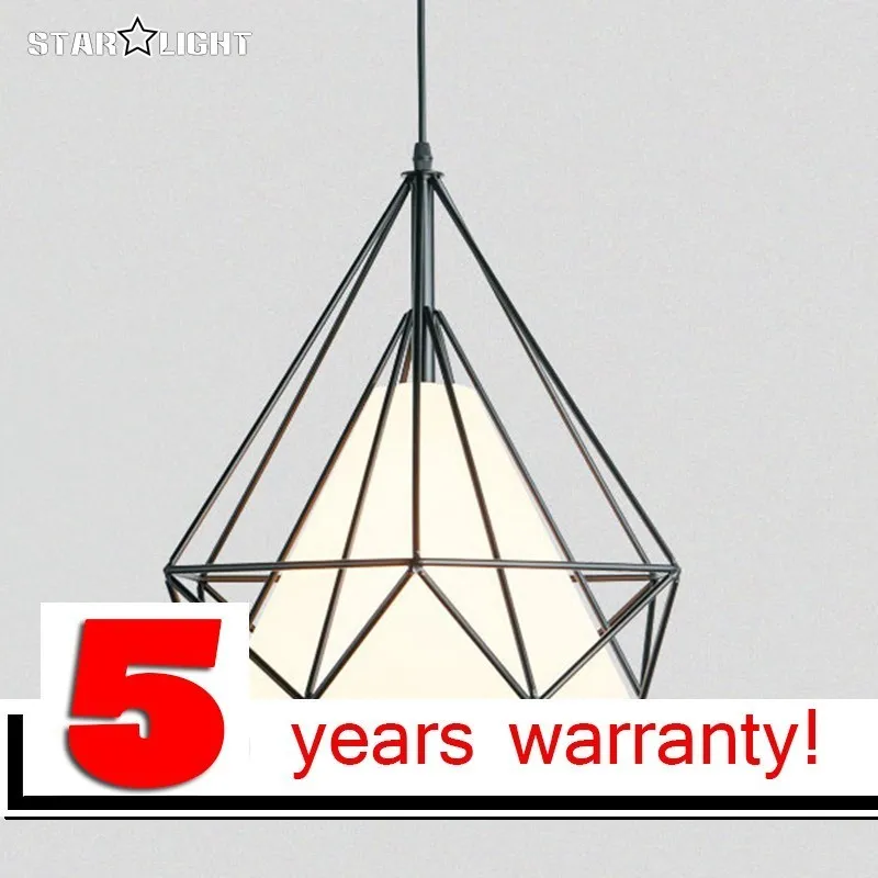 

black iron gemstone lampshades pendant lights iron Hanging retro light suspension loft pyramid lamp Geometric Cage light