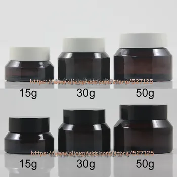 

15g 30g 50g amber brown(painted) glass jar with plastic lid,for eye cream/mask cream/facial cream/mini/sample container