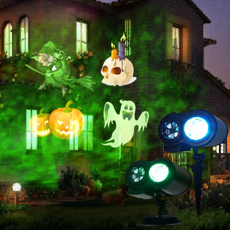 

Double tube pattern + water pattern light Christmas Halloween snow 12 picture projector lamp