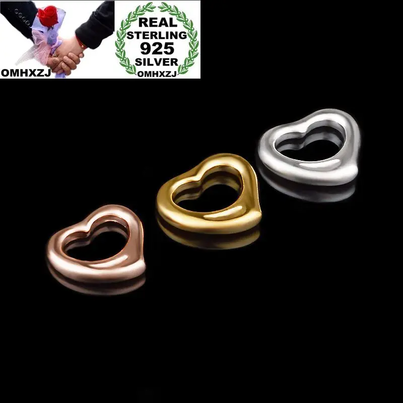 

OMHXZJ Wholesale Personality Fashion OL Woman Girl Party Gift Silver Gold Rose Gold Heart 925 Sterling Silver Pendant Charm CH40