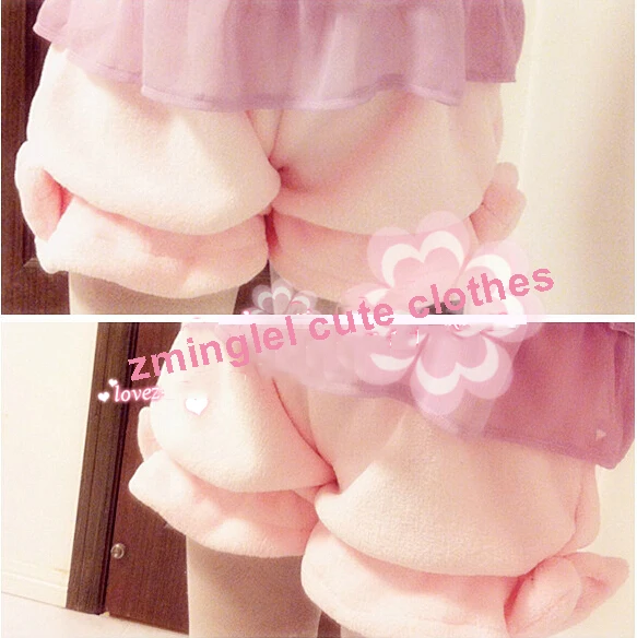 

Cute Winter Warm Coral Velvet Pumpkin Shorts Cute Lolita Safty Bubble Shorts Bow 6 Colors