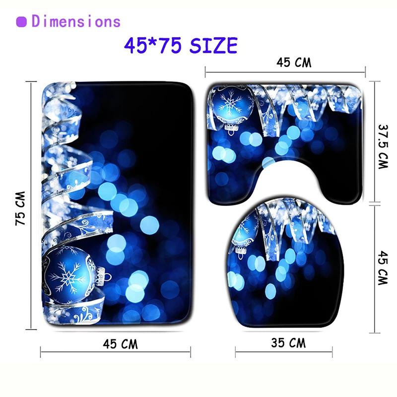 Противоскользящий Набор ковриков для ванной комнаты, ванная и туалет, впитывающий коралловый флис, стойка для тряпок, крышка для унитаза, 3D коврик для ванной, Рождество