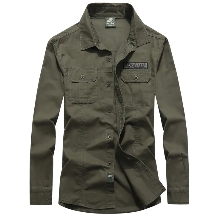 AFS JEEP мужские рубашки с длинным рукавом армии США рубашки Военный стиль высокое качество хлопок camisa social masculina рубашка с вышивкой для мужчин - Цвет: 2870-ARMY