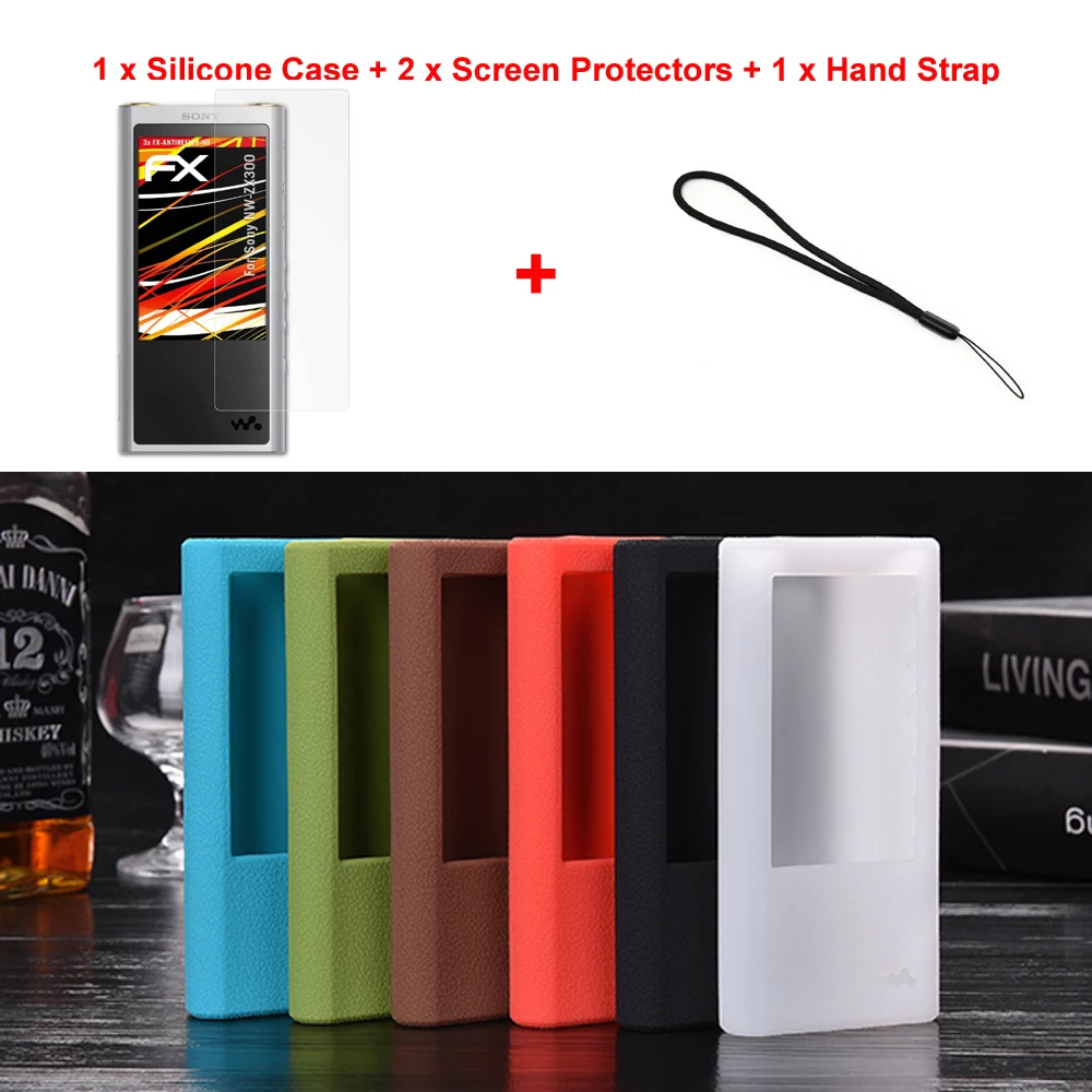 

Cortical Texture Soft Silicone Case For Sony Walkman NW-ZX300 ZX300 ZX300A Full Protective Skin Case Screen Protector Hand Strap