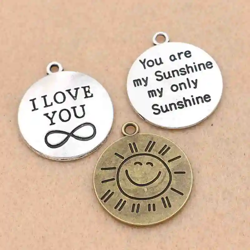 5 шт. античное посеребренное покрытие I Love You Infinity Sunshine Подвески для браслетов