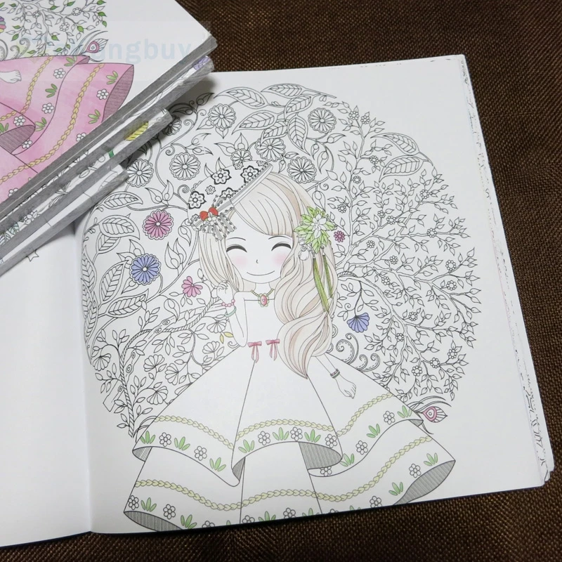 1х 96 страниц прекрасная девочка книжка-раскраска антистресс Рисование книга для детей взрослых девочек подарок