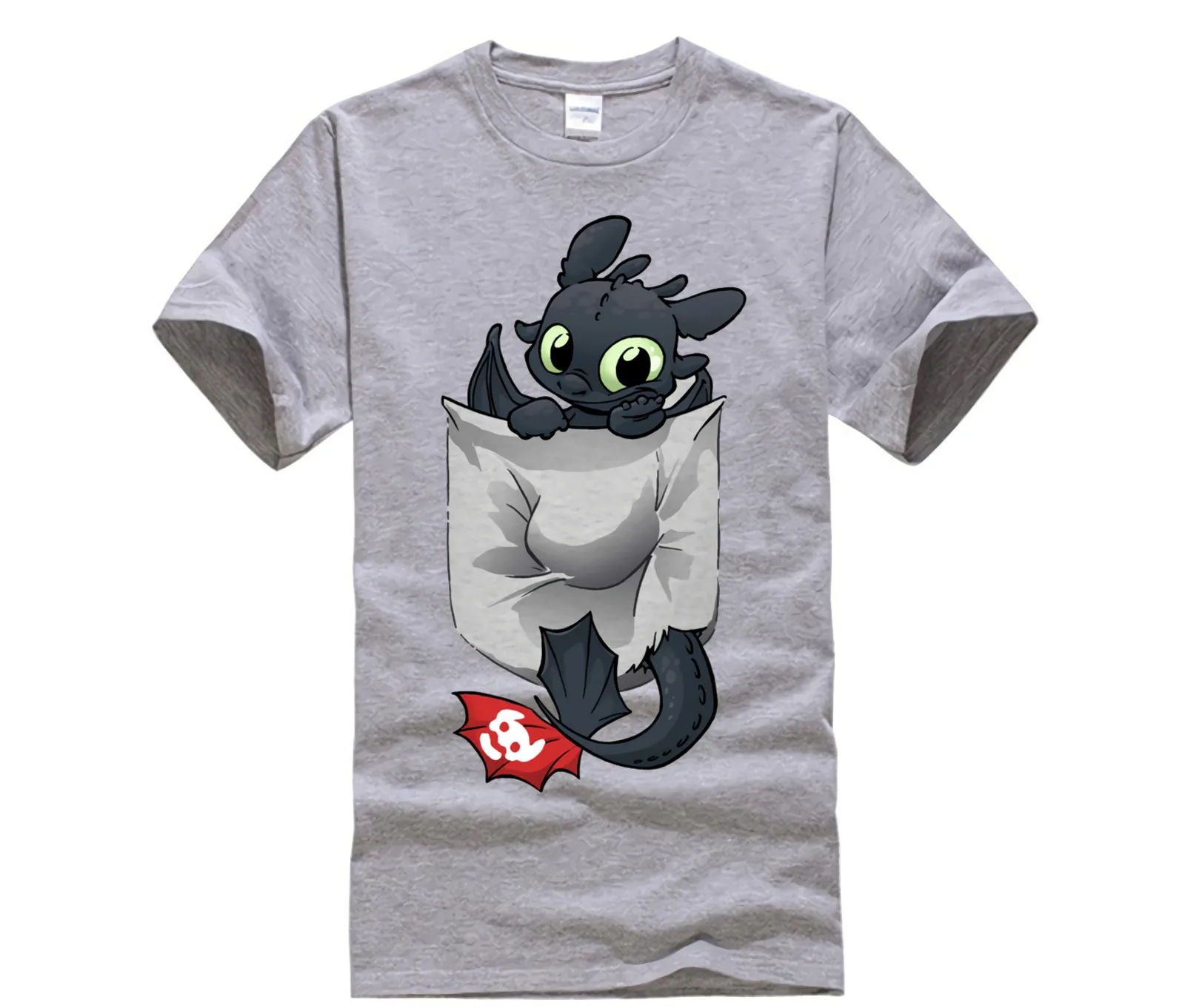 Pocket How to Train Your Dragon Toothless T shirt Men Cute Tops Dragon Cartoon Tees 3D T shirt Summer Gray Clothes Cotton Tshirt