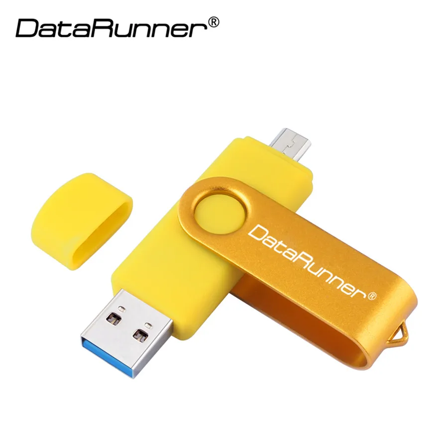 DataRunner OTG USB флеш-накопитель 256 ГБ 128 ГБ высокоскоростная Usb флешка 3,0 флеш-накопитель 64 ГБ 32 ГБ 16 ГБ 8 ГБ Флешка для смартфонов на базе Android - Цвет: Золотой