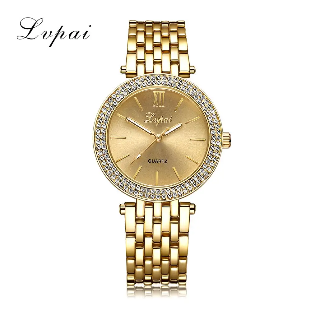 

Lvpai Brand Women Gold Bracelet Watch Luxury Rhinestone Dress Fashion Sport Wristwatch Ladies Dress Business Quartz Watch LP022
