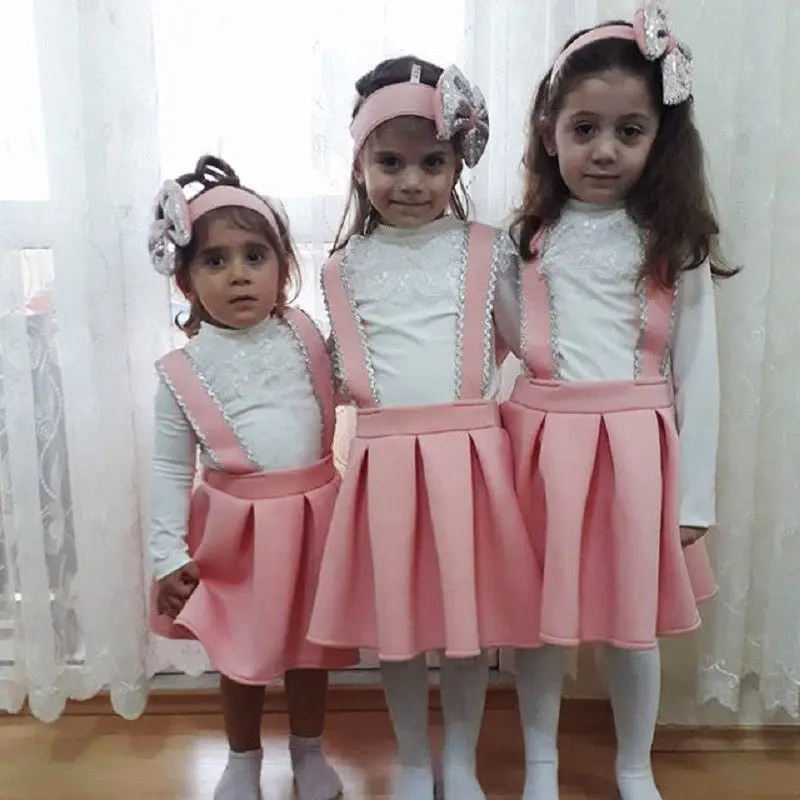 

Pudcoco Baby girl clothes Toddler Kids Girs Lace Long sleeve Tops Sequin Strap baby Skirt set Headband 3Pcs Outfits Clothes 1-6T
