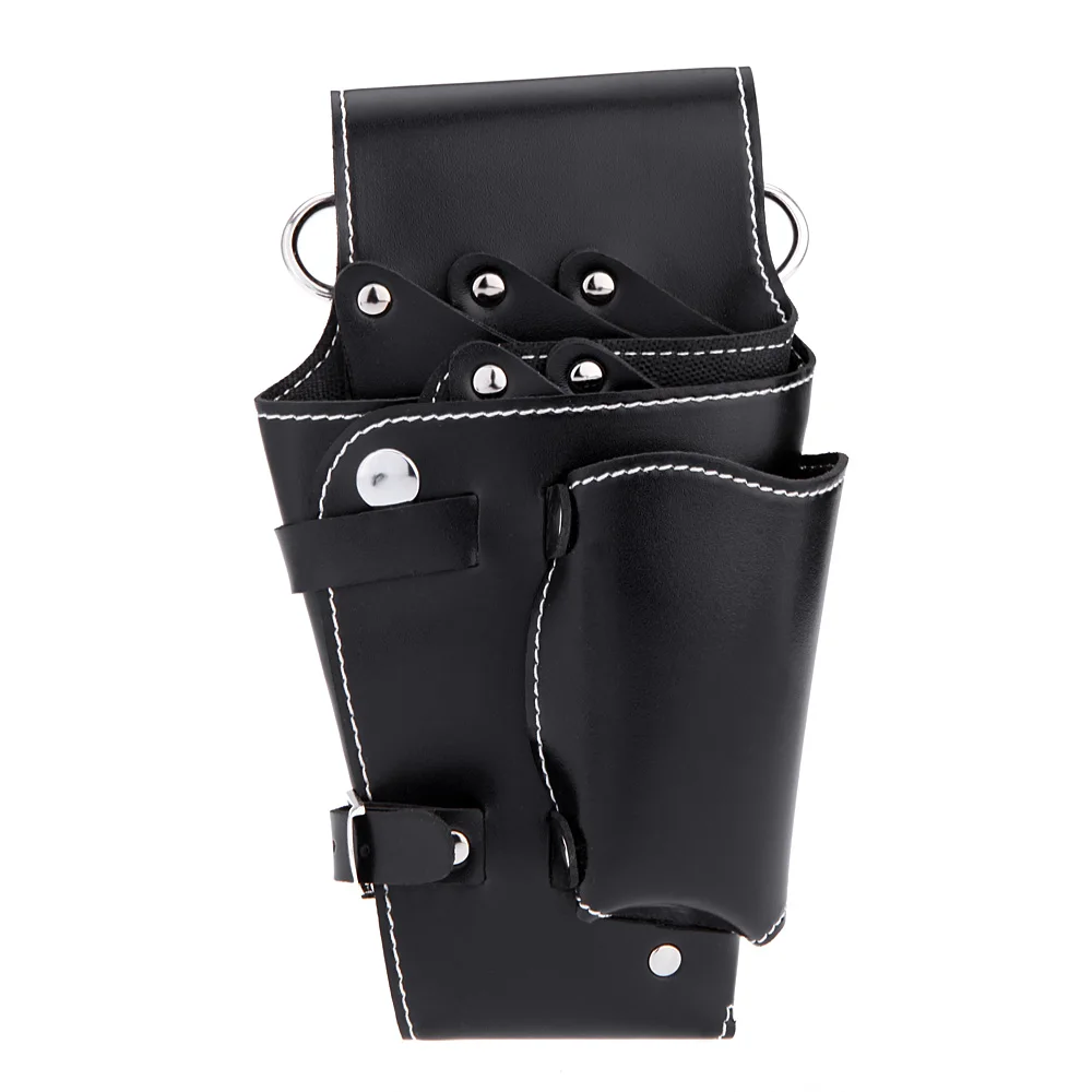 Hairdressing Scissor Holster Waist Pack Salon Soft Leather Scissor Comb Bag with Waist Shoulder