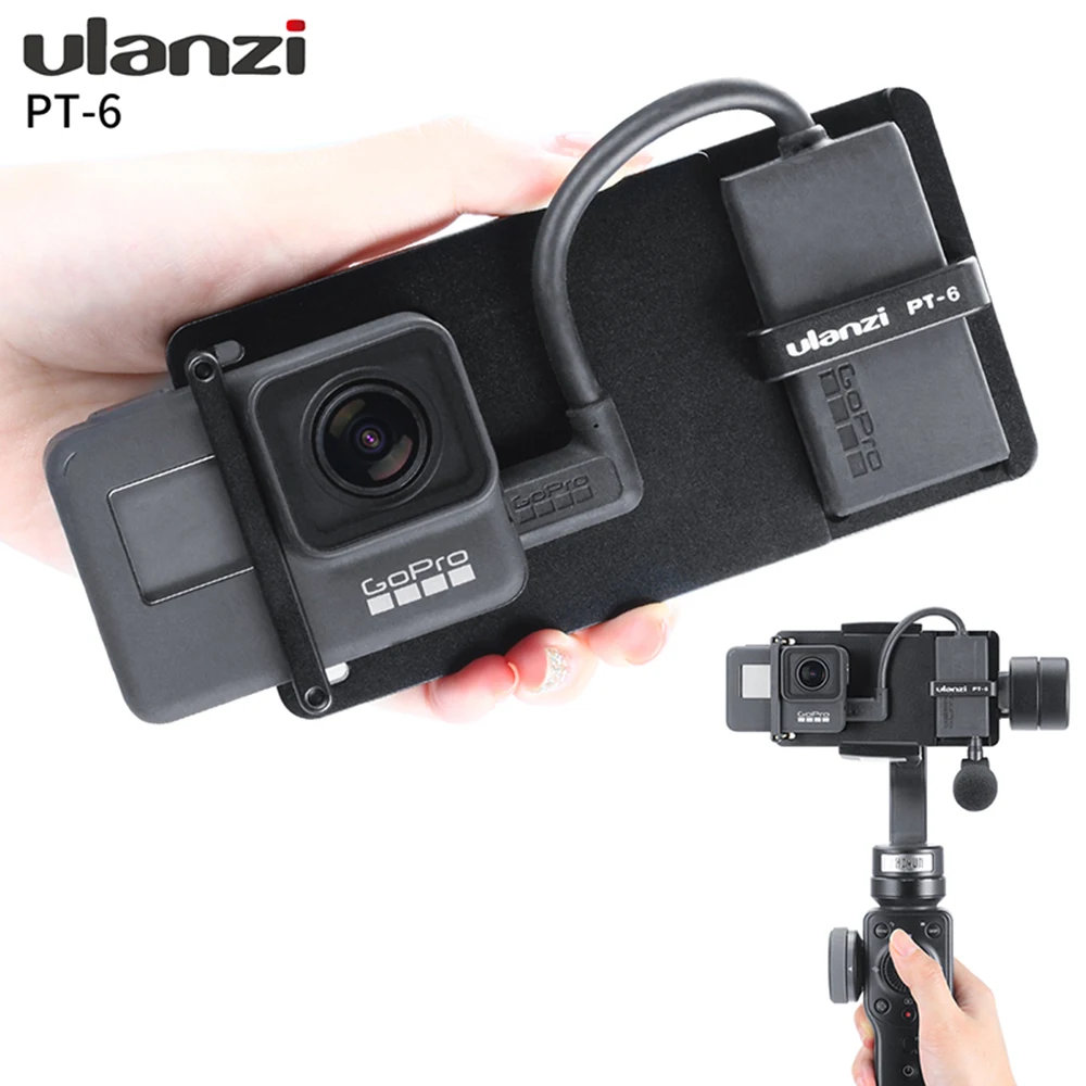 Ulanzi PT-6 Gopro пластина с микрофоном адаптер для 3-осевой карданный стабилизатор Moza Mini S Zhiyun Smooth 4 Feiyu Vimble 2 металлический чехол для экшн-камеры Gopro 7 6 5