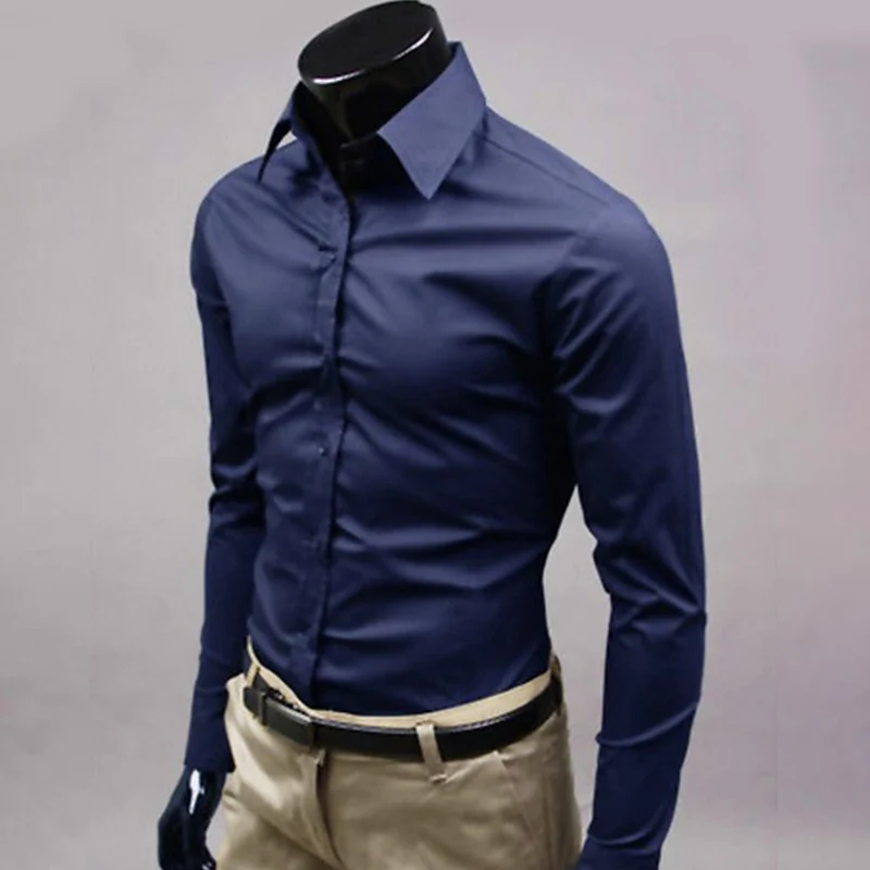 

Men's Spring Long Sleeve Shirt Brand Clothing Business Formal Dress Shirt Office Formal Solid Shirts Male Tops camisa masculina
